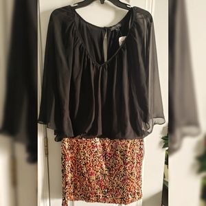 Rampage Chiffon Black with Sequin Mini Party Dress